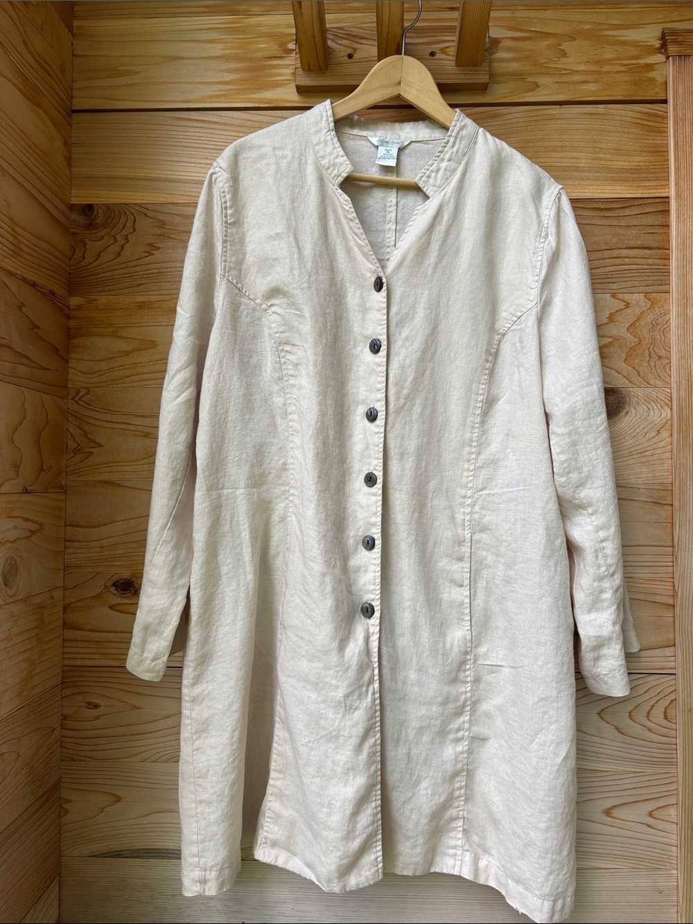 Vintage Gillian Grey 100% Linen Jacket | Minimal Neutral Oversized Button Front - Picture 10 of 14